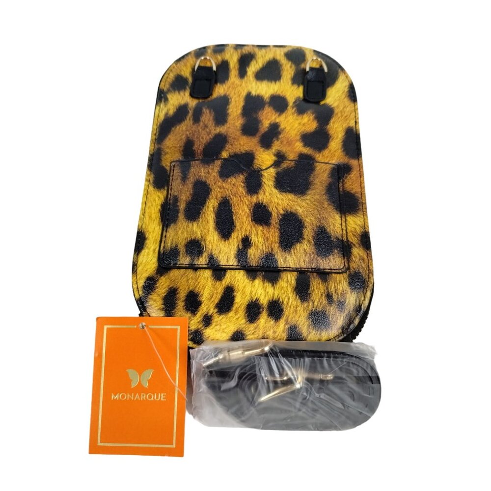 Monarque Leopard Animal Print Crossbody Clutch Sling Zip Purse Bag with Pockets